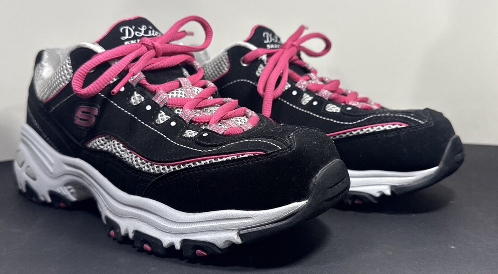 Skecher's Women's D'Lites Life Saver Sneaker Black/Pink 11860EW BKWP.   Crate1