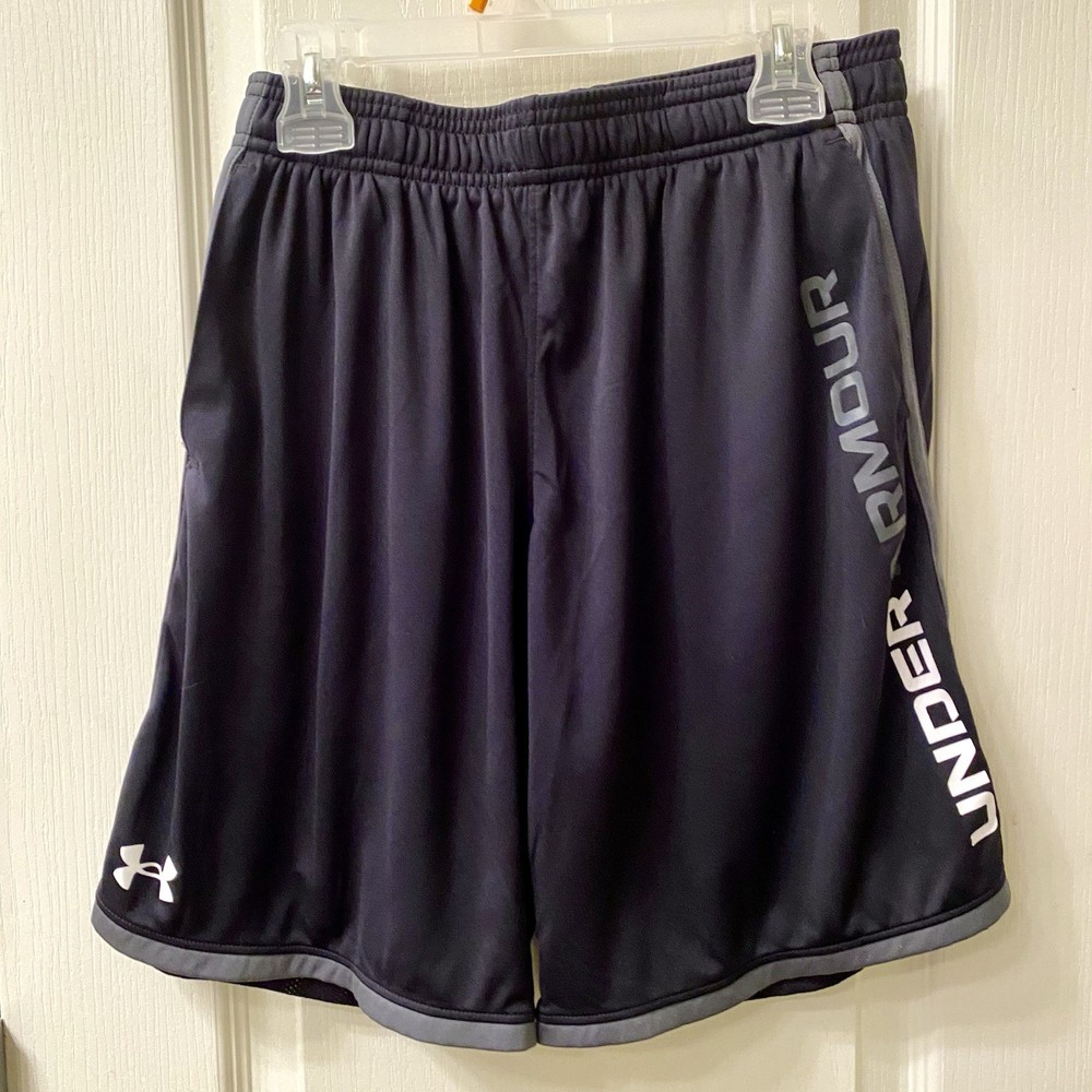 Under Armour Athletic Shorts Youth Size Large Black Gray Loose Fit