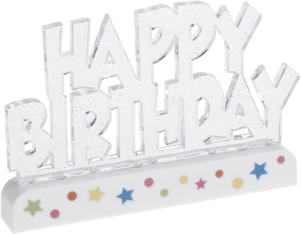 Sparkling LED Happy Birthday Cake Topper - 3.25x4.75 Inches - 1 Count