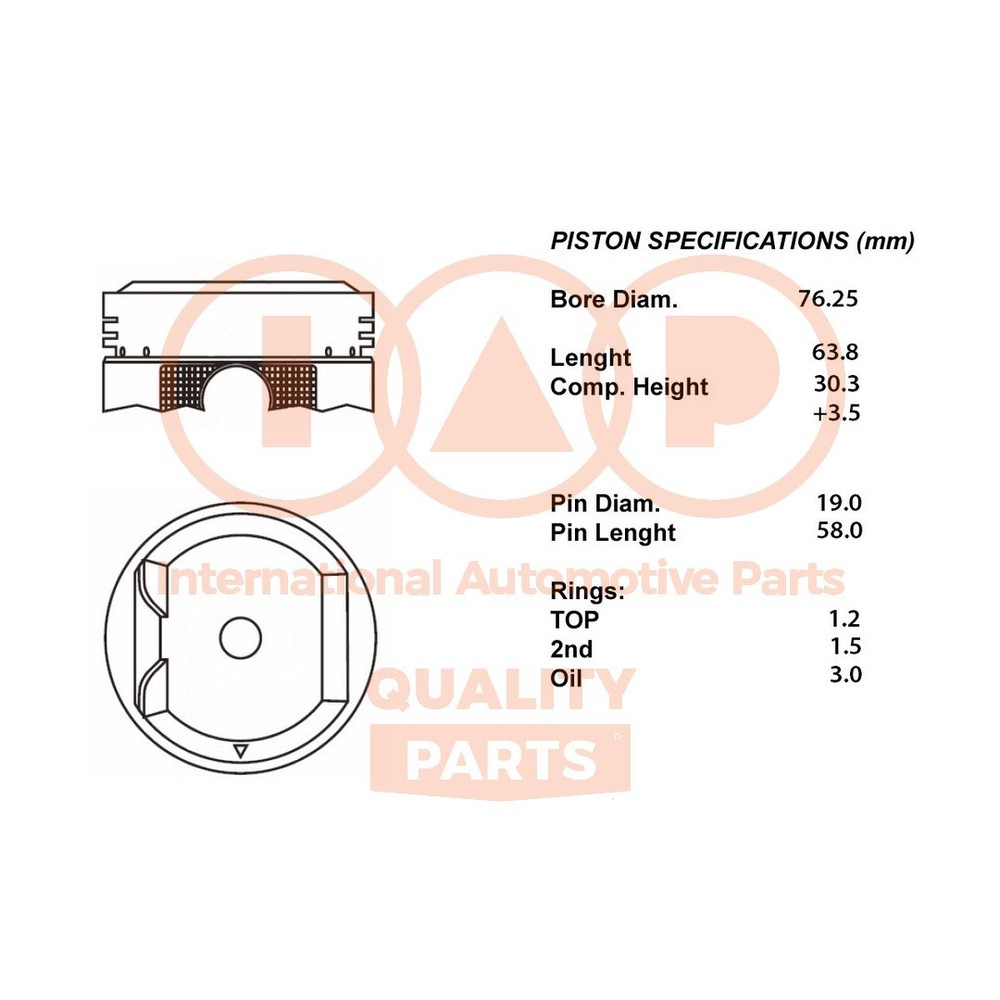 IAP QUALITY PARTS Complete Piston Series 100-03098 for DAIHATS - Upgrade 025
