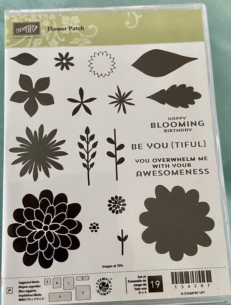 STAMPIN' UP!  FLOWER PATCH cling stamp set & Flower Fair Framelits Dies