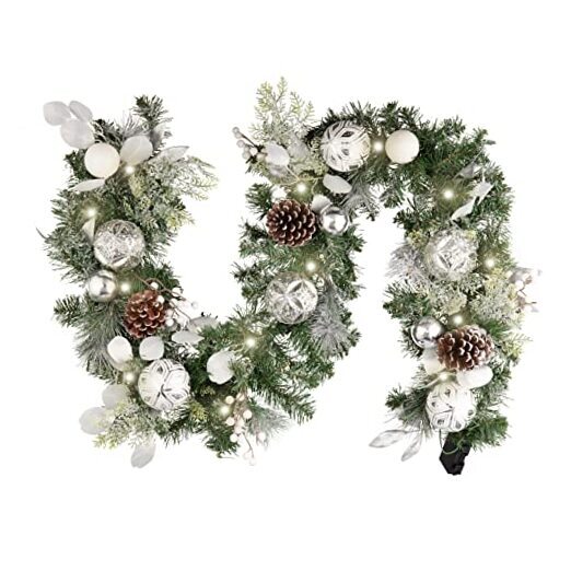 6ft Pre-Lit Battery Operated Christmas Garland for Mantle with Built-In Lights