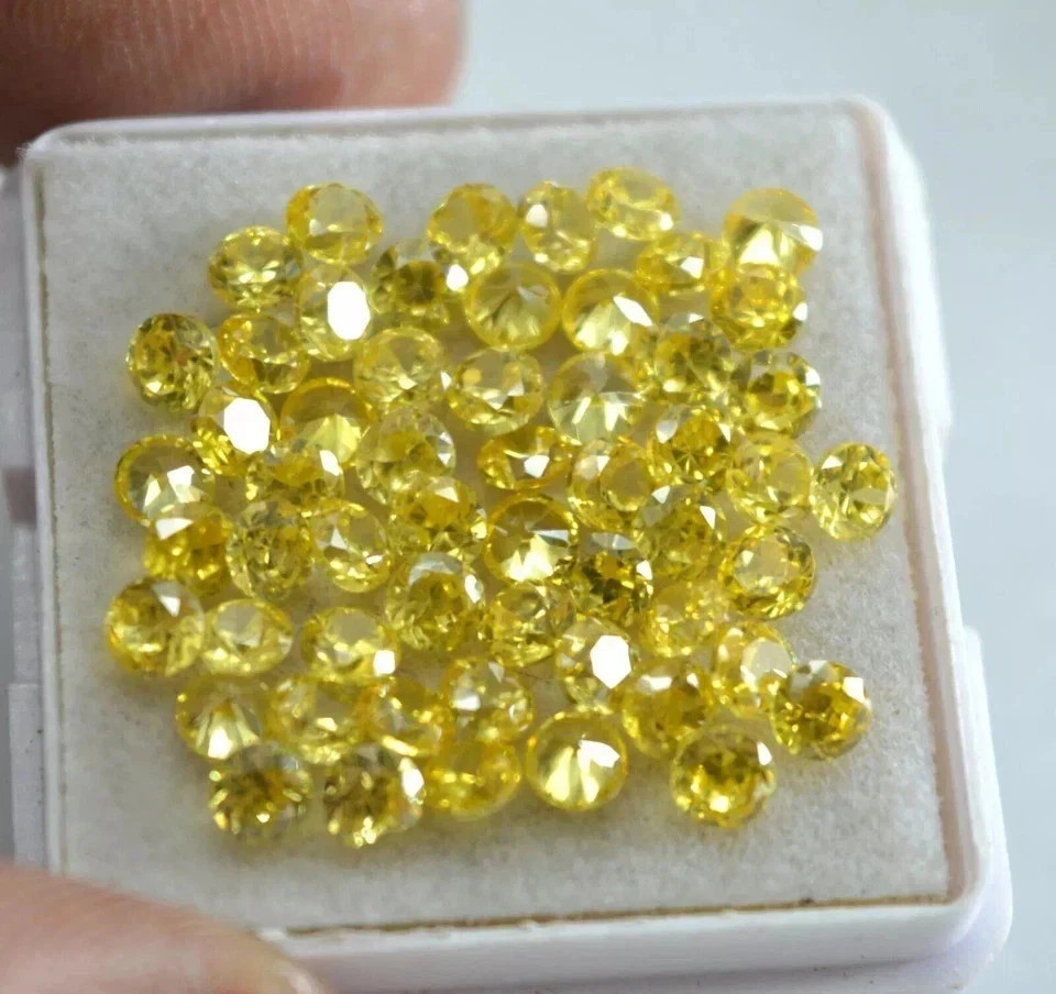 Natural Yellow Sapphire 3 mm Cut Round 100 Piece Certified Loose Gemstone Lot