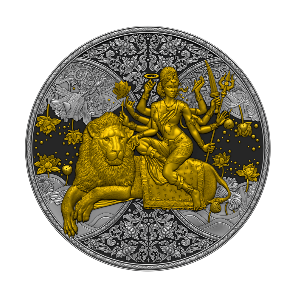 2023 Cameroon Durga 1 oz Silver Ruthenium Dark Gilded Coin