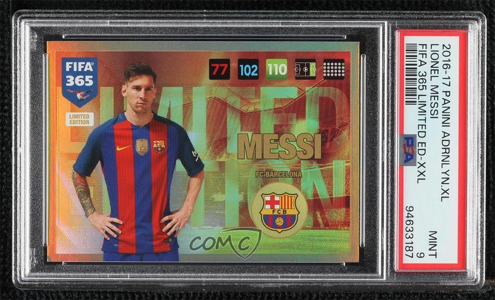 2016 Adrenalyn XL Fifa 365 Limited Edition Lionel Messi (Dark Hair) PSA 9 MINT