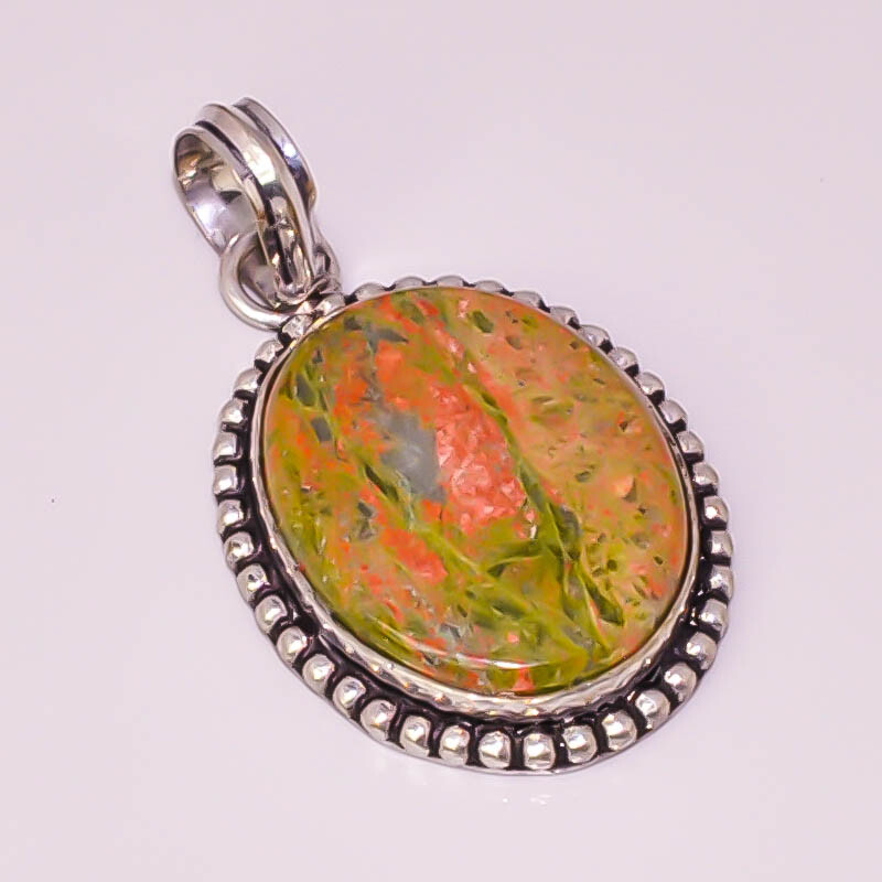 Natural Unakite Handmade Gemstone Jewelry 925 STERLING SILVER PLATED PENDANT