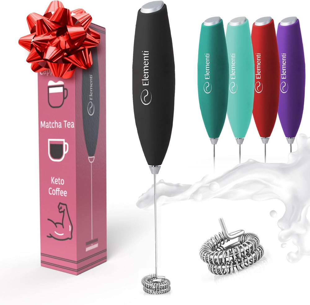 Elementi Milk Frother Wand with Double Whisk - Coffee Frother Electric Stirrer --image