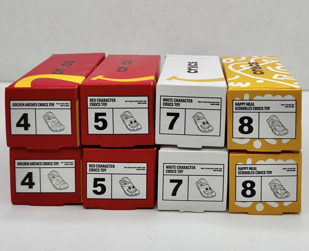 2024 McDonald’s CROCS Keychain Toys Lot of 8 - TWO Of Each #4, 5, 7, 8  ALL NEW!