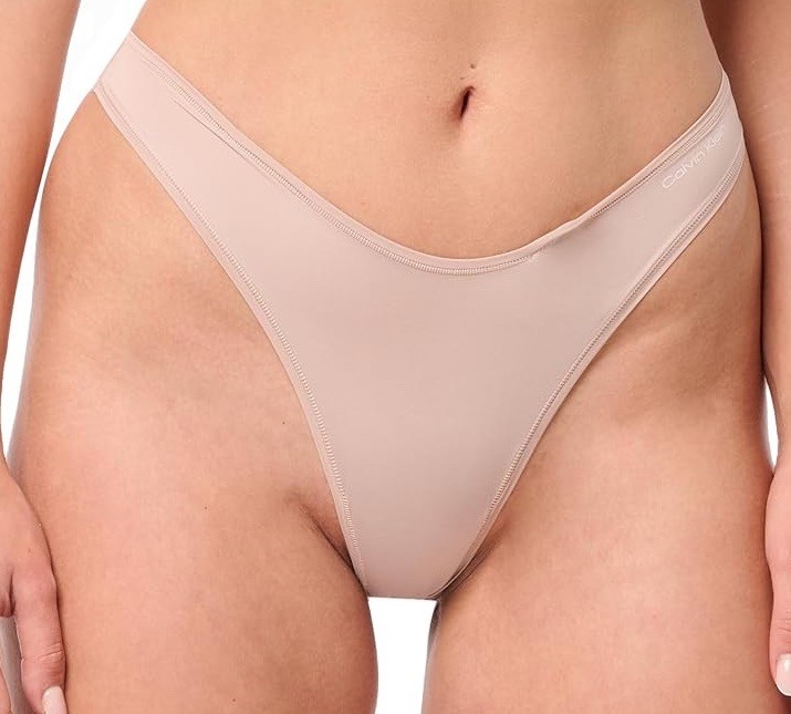 CALVIN KLEIN Women’s CK BEIGE Ideal Stretch Micro Thong Panty QD5117 Size S
