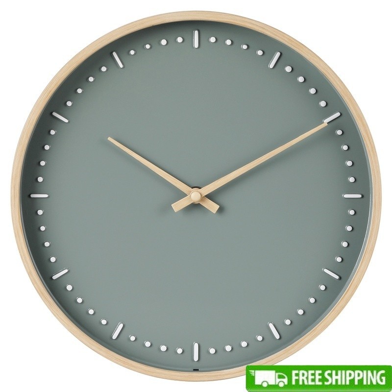 Modern Analog Wall Clock Quartz Decorative Indoor Clock Easy Hang Woodgrain Dial