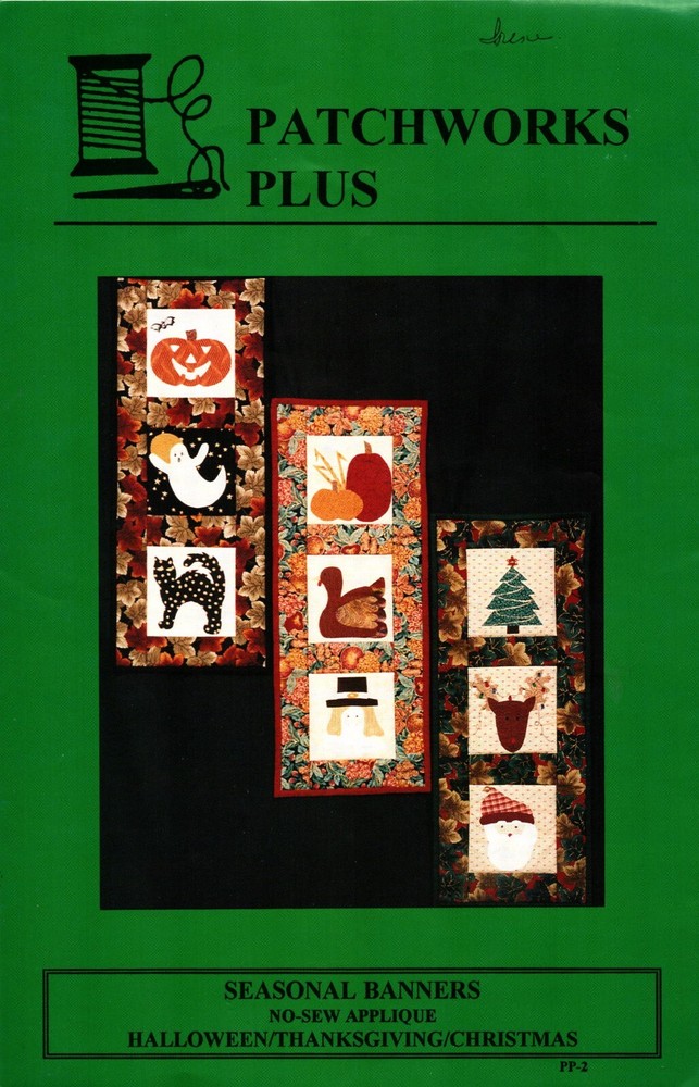 Seasonal Applique Banners for Halloween Thanksgiving Christmas 10x24 Inches  -image