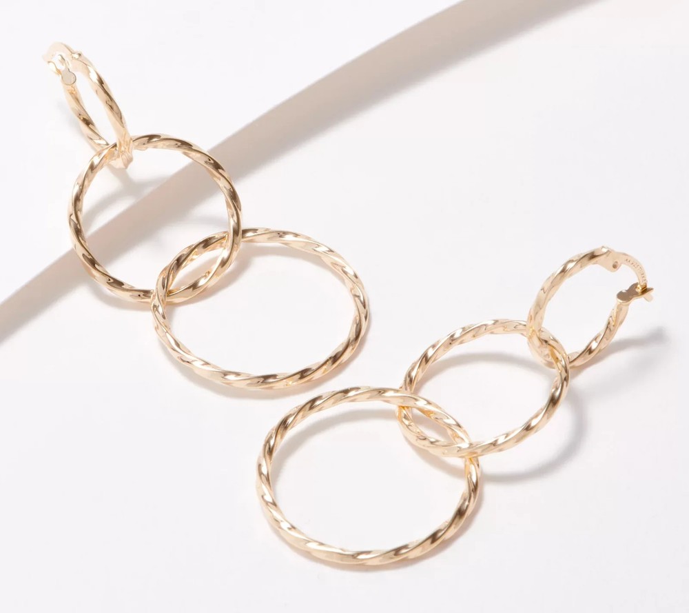 Gold-Over Sterling Silver Triple Twisted Hoop Earrings by Silver Style