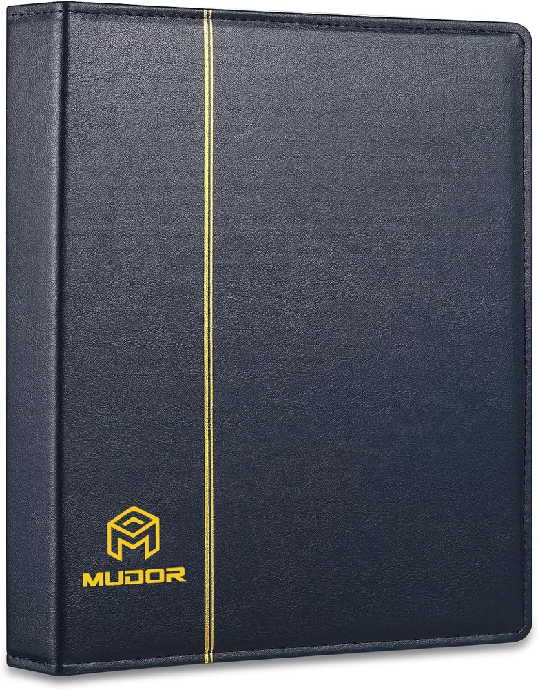 MUDOR Empty Premium PU Classic Binder, 4 Ring Binder Albums Stockbook for Stamps