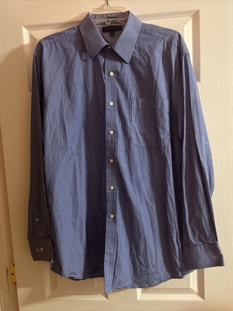 Men’s Tommy Hilfiger Button Down 16.5 34/35 Blue Stripe