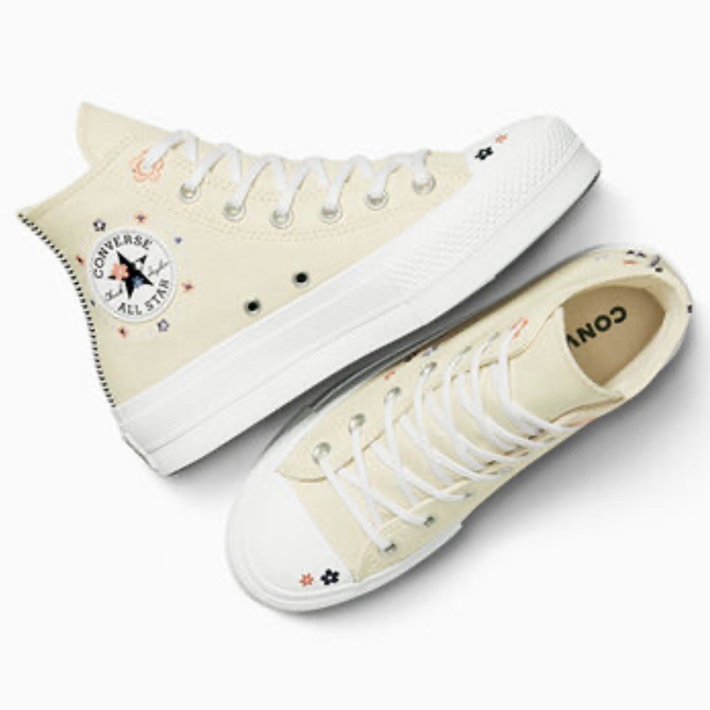 Converse Hi Top Platform Shoes CTAS Embroidered Flower A14265C Womens Size 8
