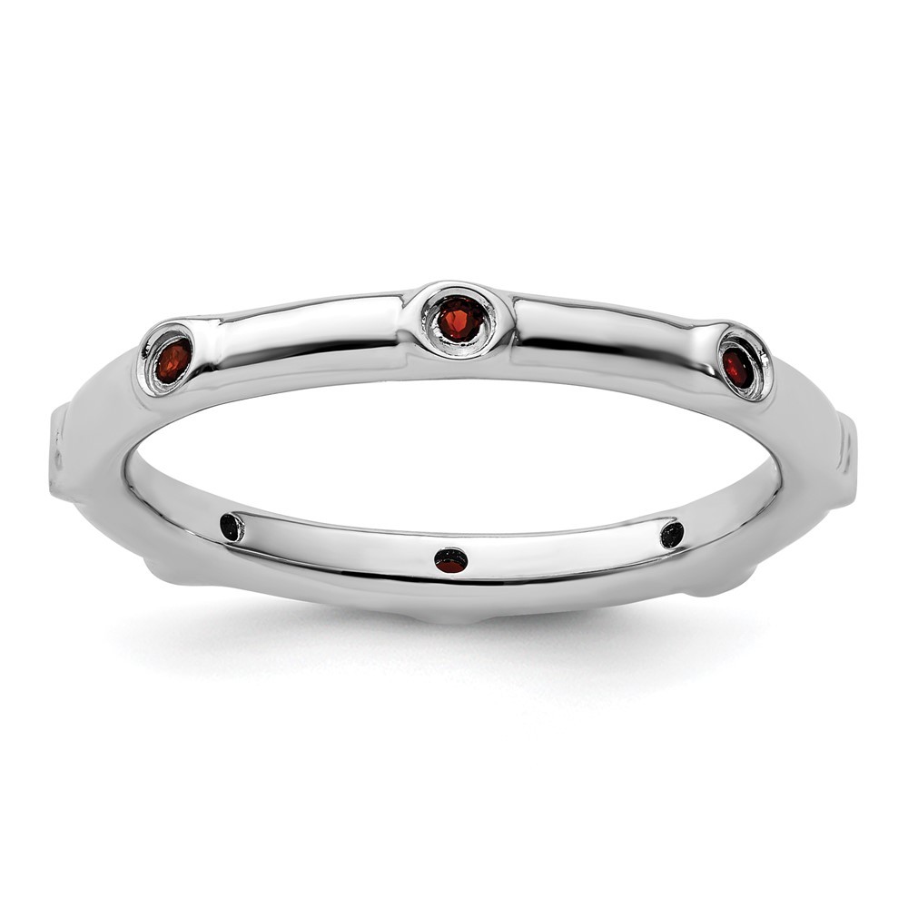 925 Sterling Silver Stackable Expressions Garnet Ring Size 9