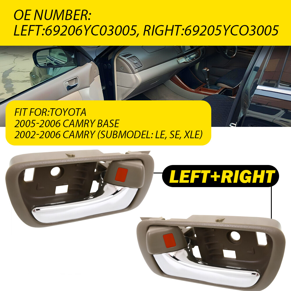 Beige Inner Door LH Handle RH Armrest For Toyota 05-06 Camry Base 02-06 Camry M
