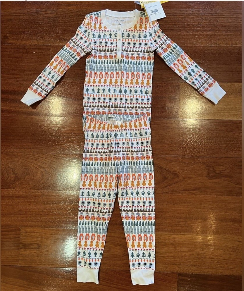 Roller Rabbit Kids Bands Weave Fall/Thanksgiving Pajamas, Size 4 Years, NWT