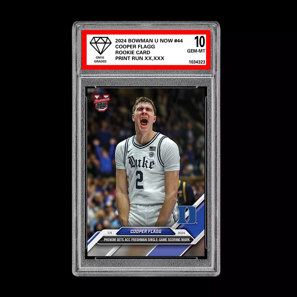 PRESALE Graded 10 Cooper Flagg 2024-25 Bowman U NOW Card #44 Duke RC ROOKIE-image