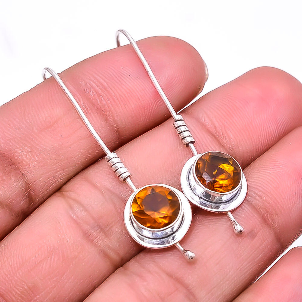 Citrine Gemstone 925 Sterling Silver Earrings 1.95 Inch Valentine Gift E92672315