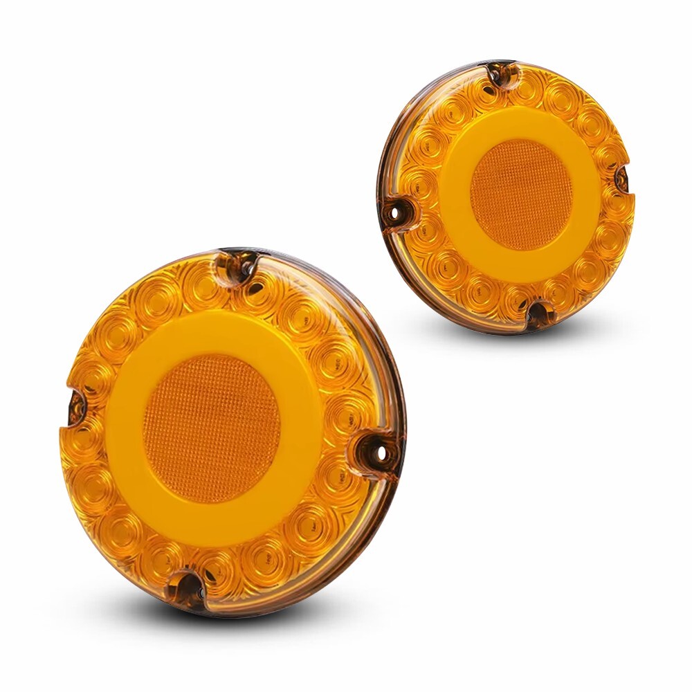 7in Round Amber LED Trailer Tail Turn Signal Light for Trucks and Boats