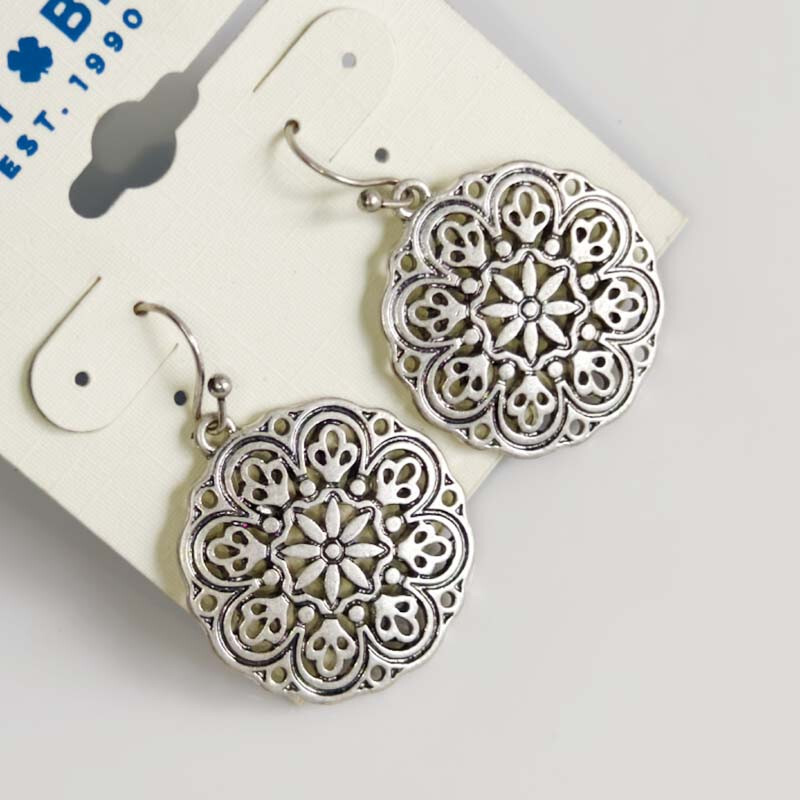 Lucky Brand Floral Round Drop Earrings Gift Vintage Women Party Holiday Jewelry