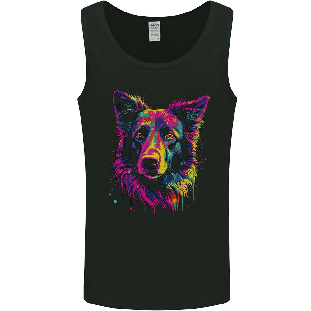 Border Collie Dog in Colour Mens Vest Tank Top