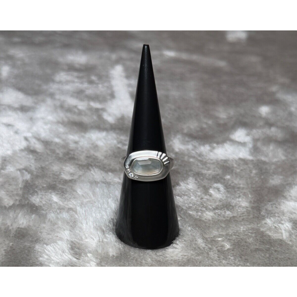 Kendra Scott Anna Gray Illusion Band Ring in Silver Tone Size 6 Boho Style New