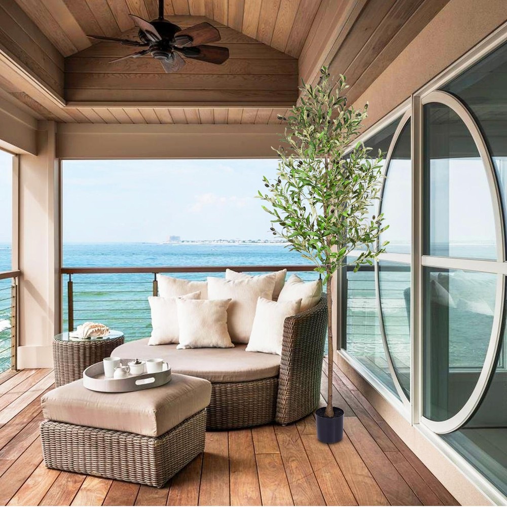 Artificial Olive Tree 6FT/7FT Tall Fake Pottd Faux Silk Plant Home Decoration