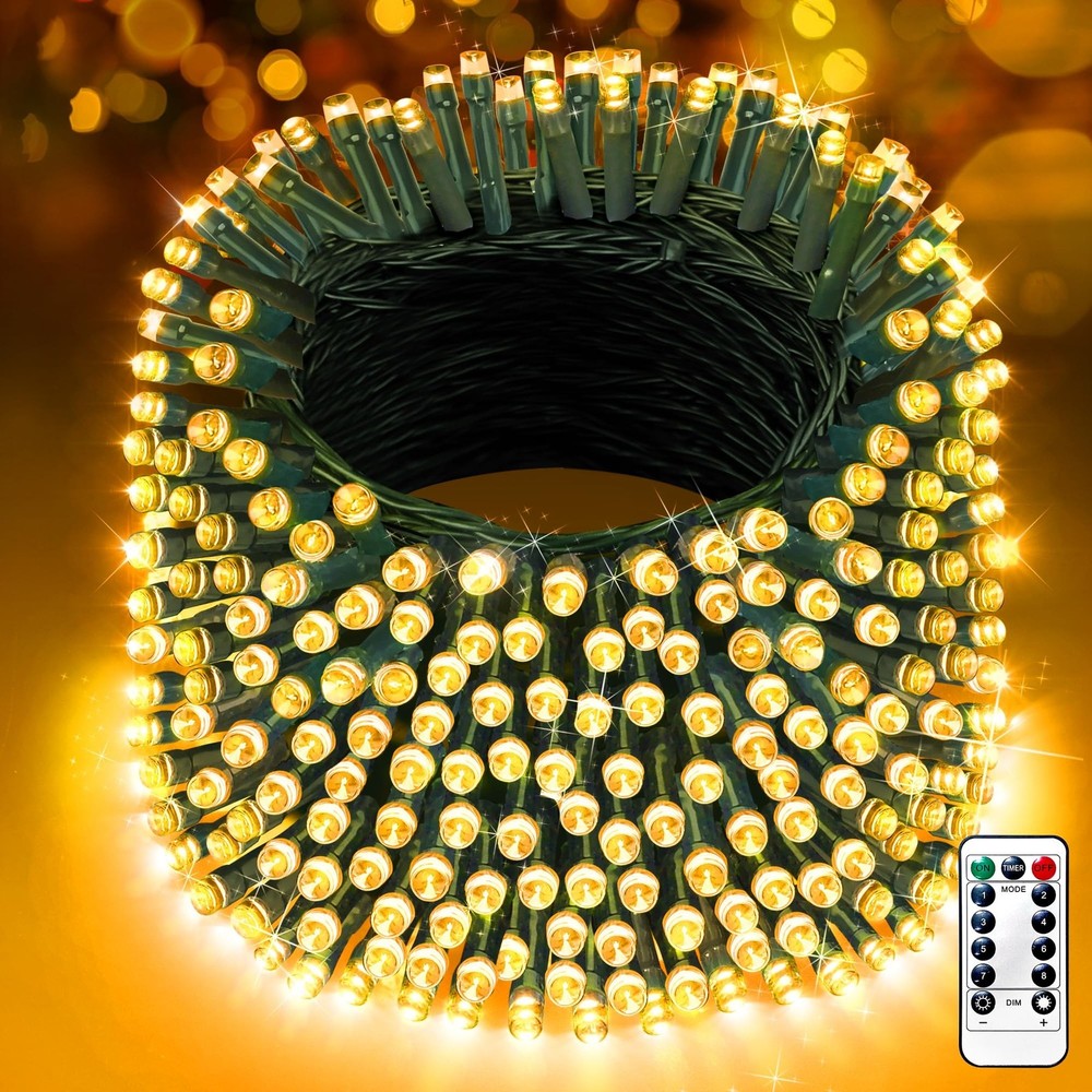 XURISEN 403ft 1000 LED Outdoor Christmas Lights 8 Modes Timer Memory Function