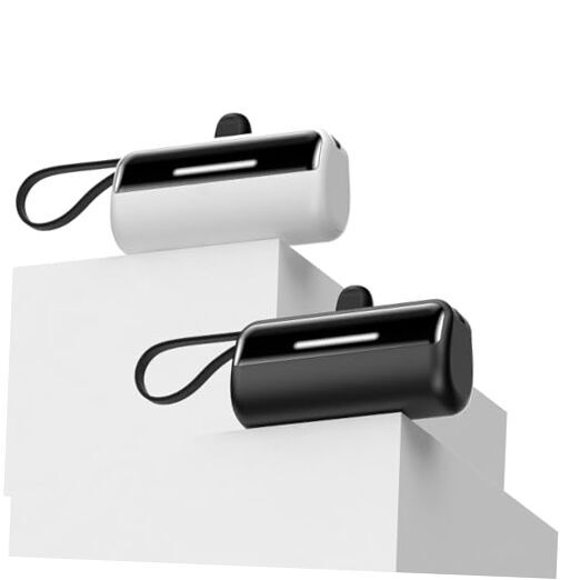 [2-Pack] Portable Charger Power Bank for iPhone,5500mAh USB C Black+White