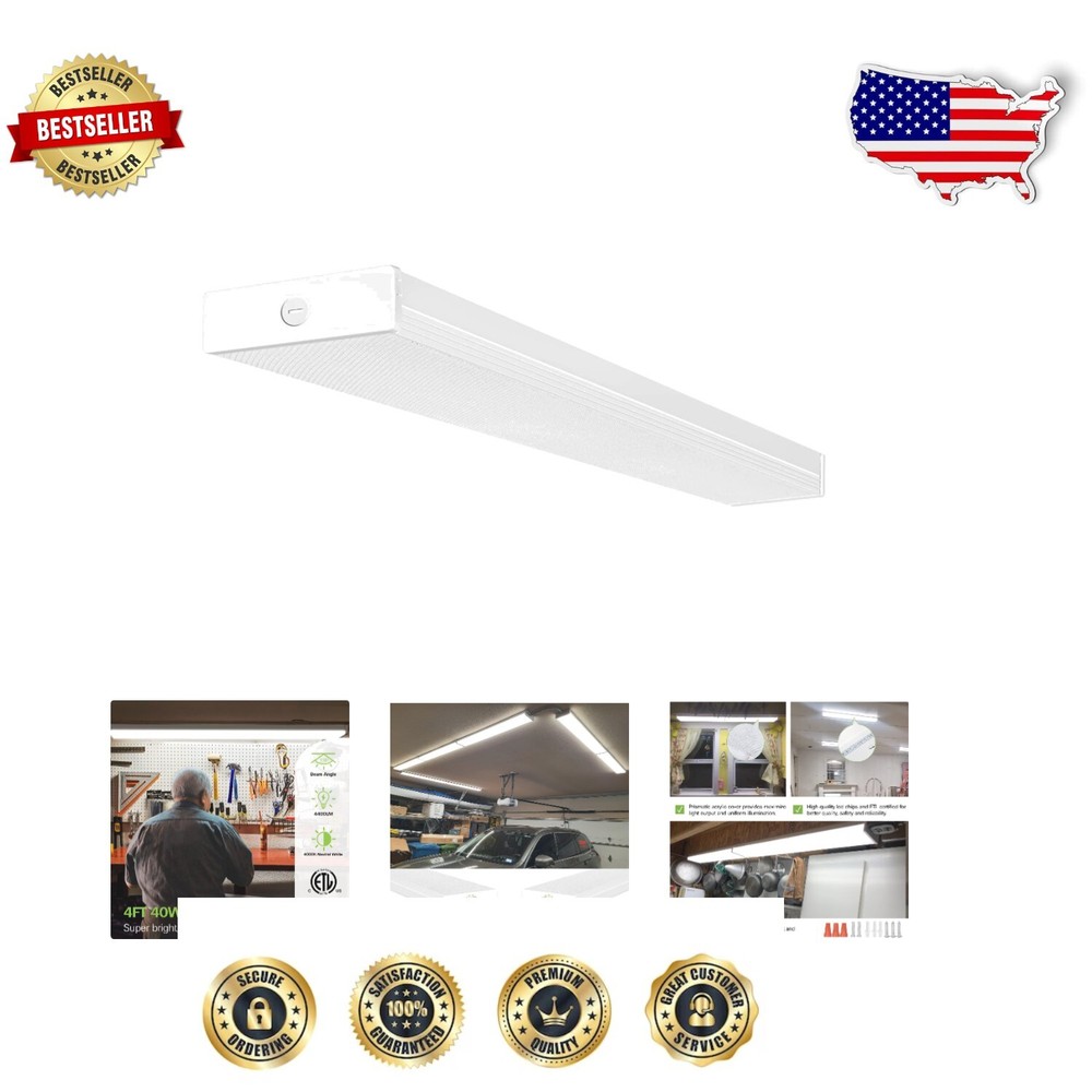 Energy-Saving 4FT LED Ceiling Fixture, 40W & 4400lm - Easy Install for Any Room