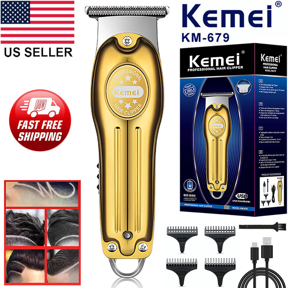 Kemei KM-679 0.00MM Hair Clipper Electric Cordless USB Rechargeable Hair Trimmer
