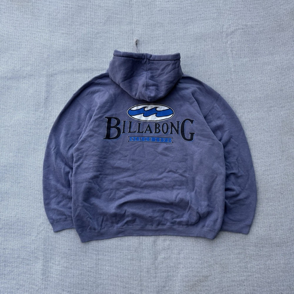 Vintage 90s Billabong Faded Blue Hoodie Surf Size XL