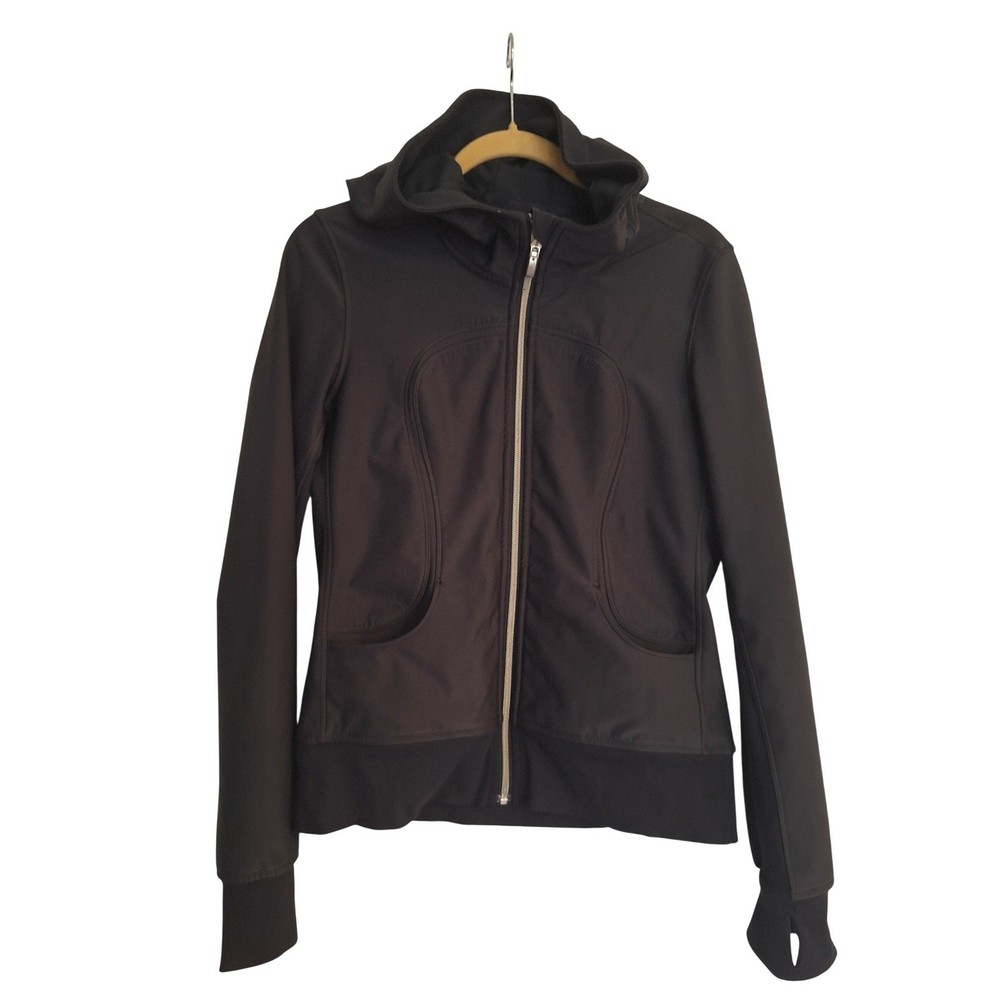 Lululemon women's black uba hoodie jacket  soft shell full zip size 6-8