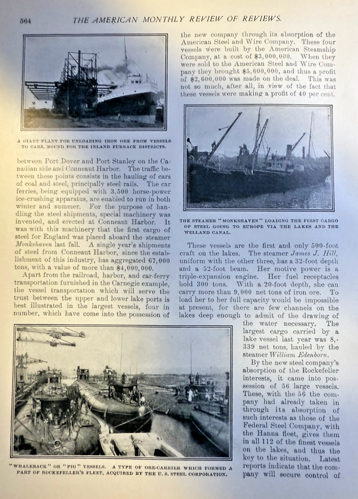 1901 United States Steel Company on the Great Lakes illustrated