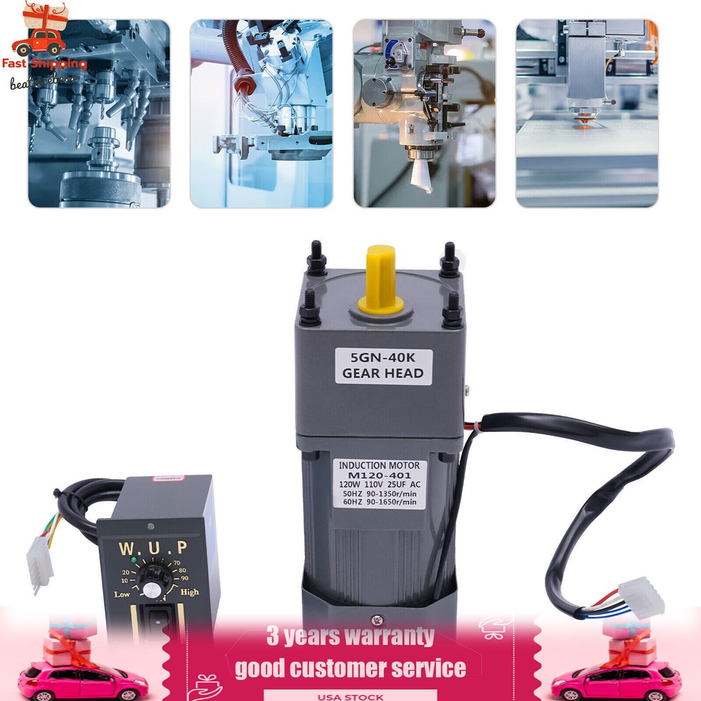 40K Gearbox Electric Motor 110V AC Geared Motor High Torque Single-phrase Gray