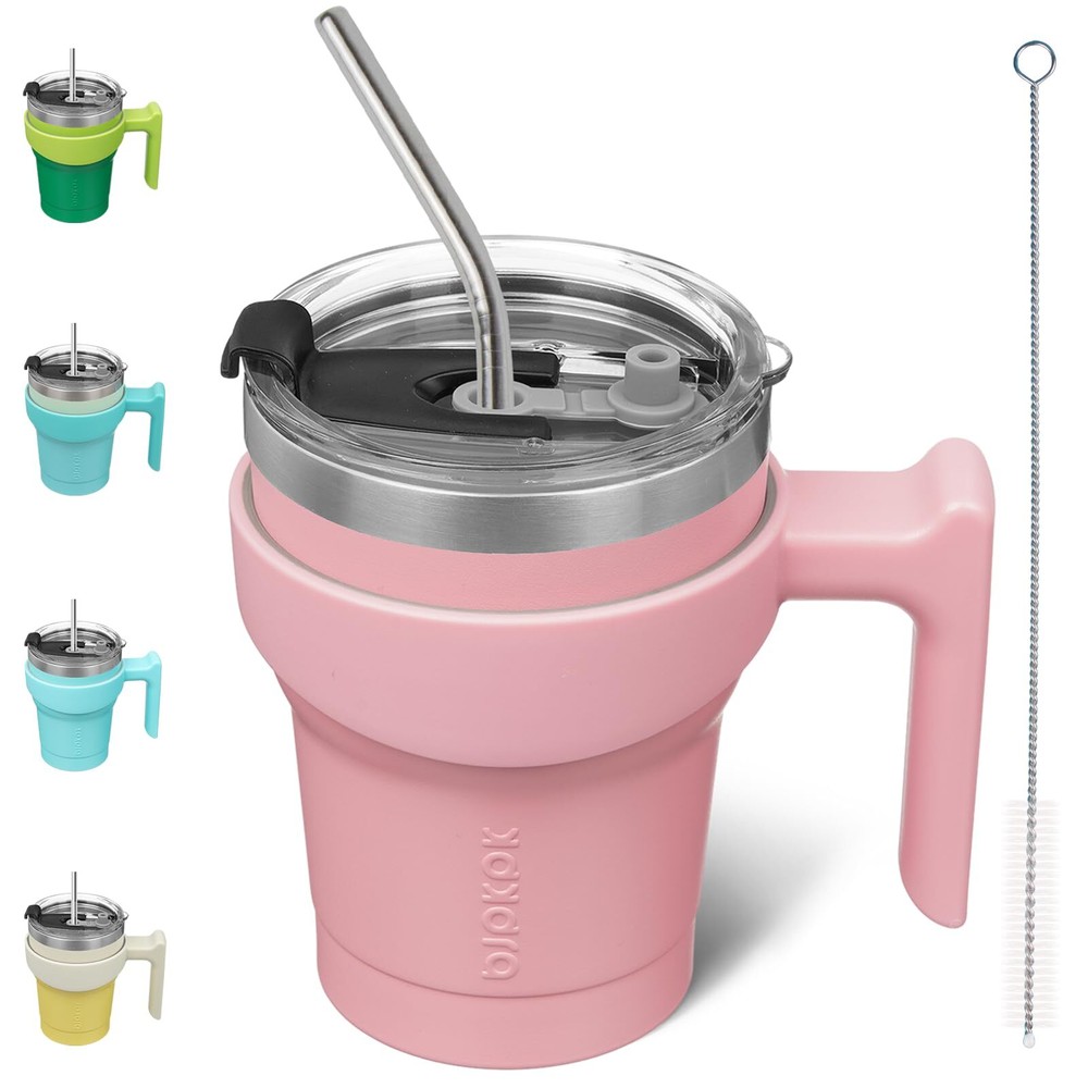 BJPKPK 10oz Tumbler With Handle Insulated Tumbler Cups With Lid And Straw Reu...