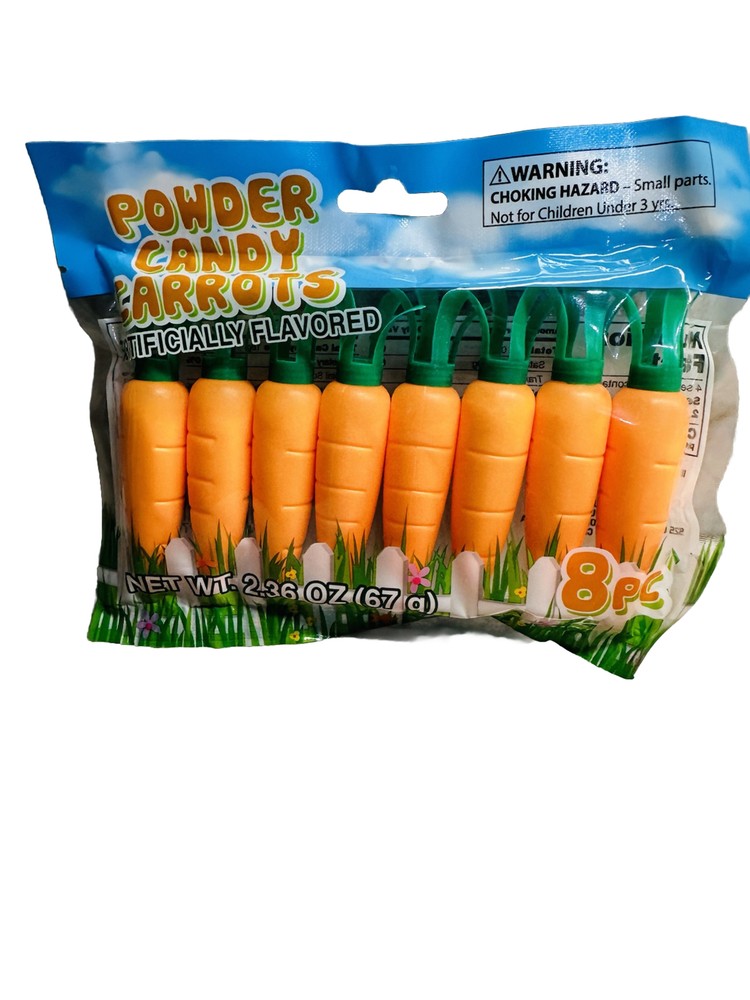 1Pack Easter Powder Candy Carrots 2.36oz 8pc Seasonal Basket Filler-image