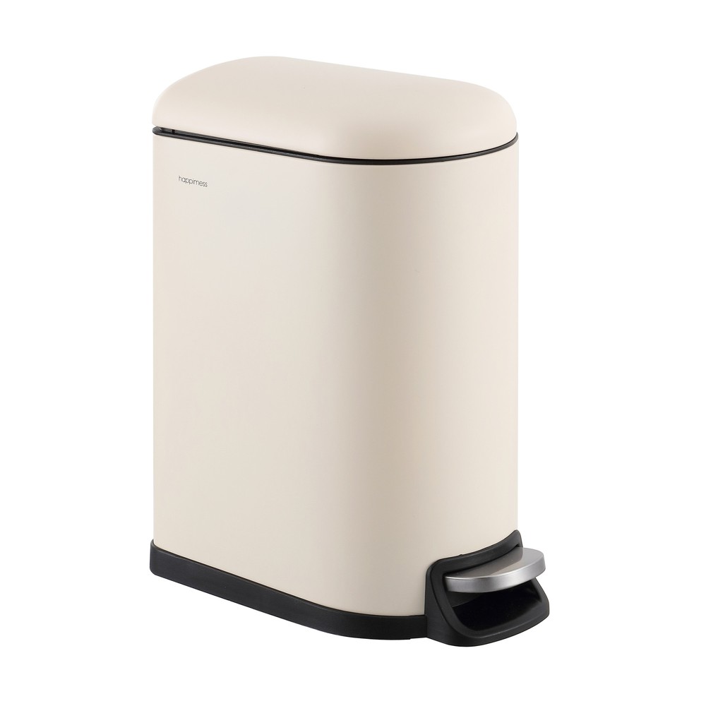 happimess HPM1009-TRASH-CAN Roland 9.8 Liter ABS - Limestone Beige