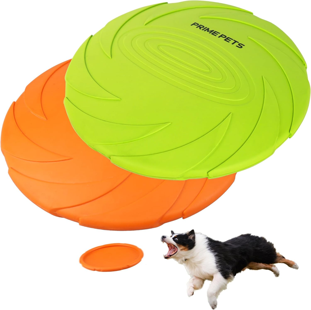 Dog Flying Disc, 2 Pack, 7 Inch, Durable Dog Toys, Nature Rubber Floating Flying