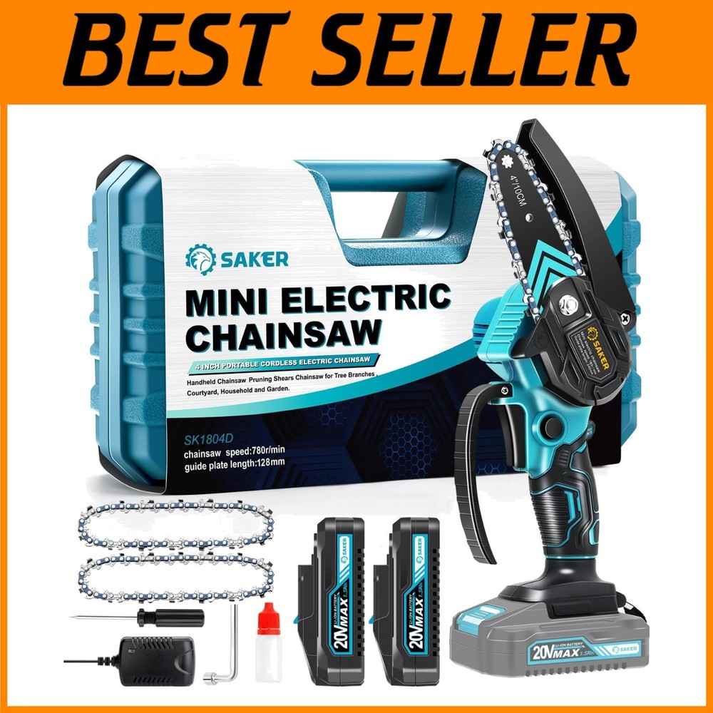 Cordless Mini Chainsaw with Safety Lock and Accessories