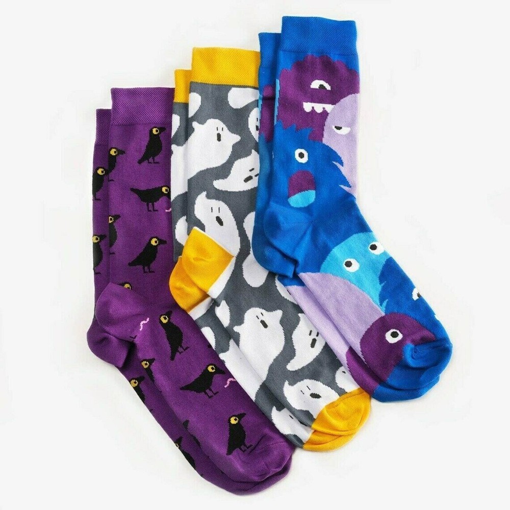 Unisex Kids Colorful 3 pairs of Cotton Socks Dodo Monsters Size 7-10 Years