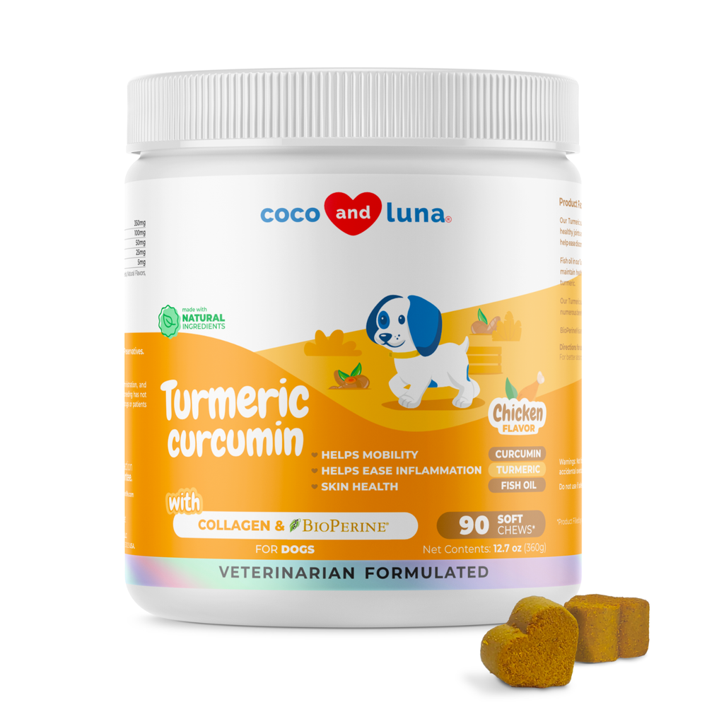 Turmeric Curcumin for Dogs with Collagen BioPerine Fish Oil to Ease Inflammation
