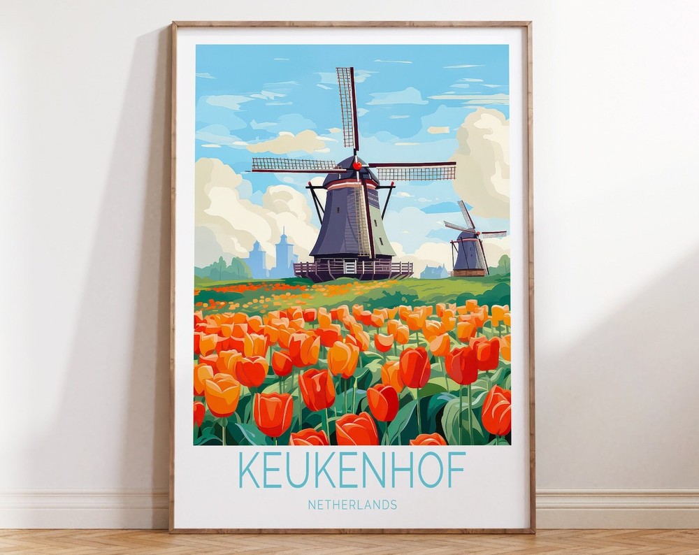 Keukenhof Botanical Garden Travel Poster Lisse Netherlands Travel Wall Art