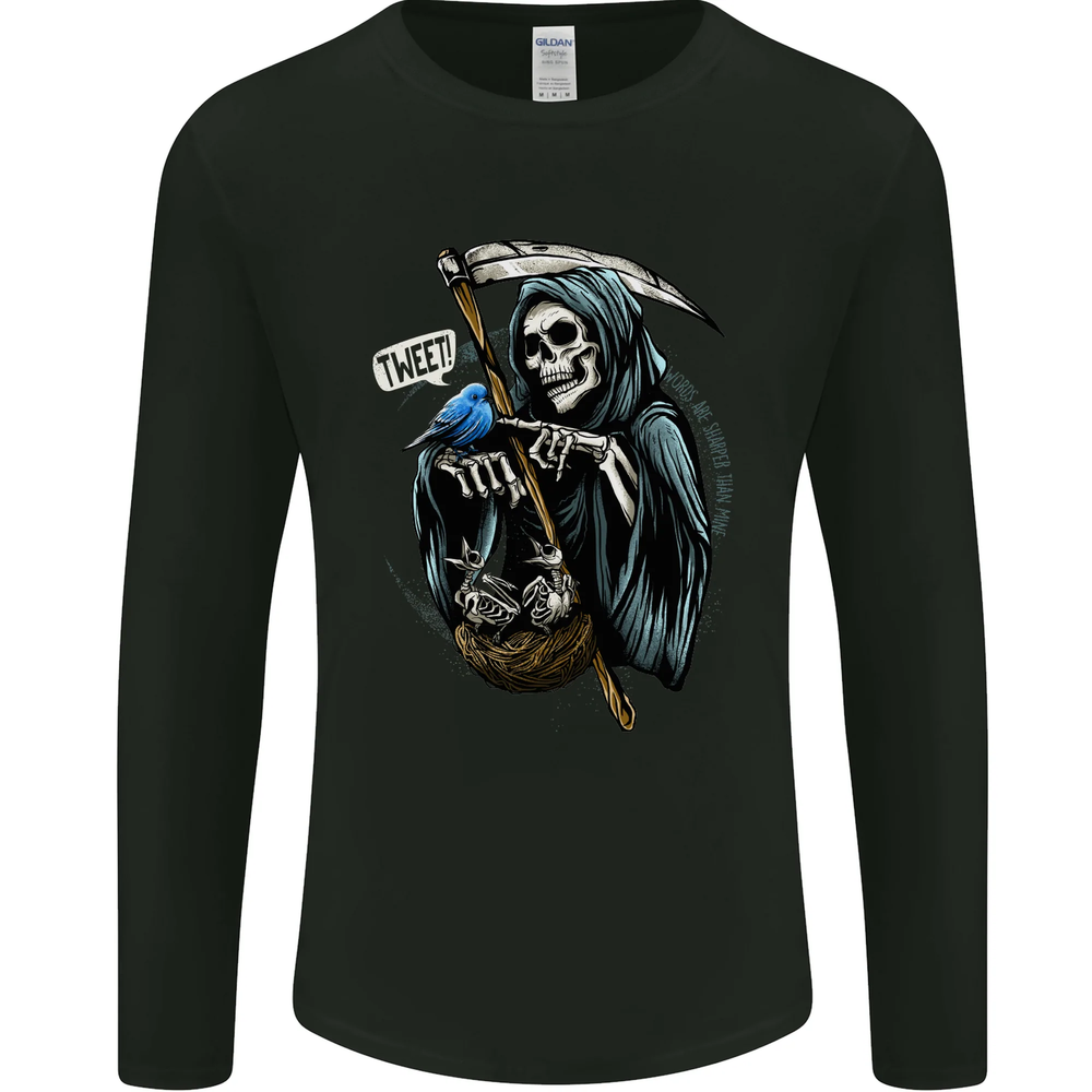 The Grim Reaper Skull Heavy Metal Gothic Mens Long Sleeve T-Shirt