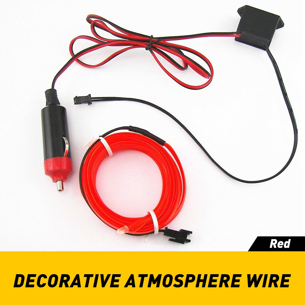 2m Car Interior Atmosphere Wire Auto Strip Light LED Decor Lamp Accessories Red