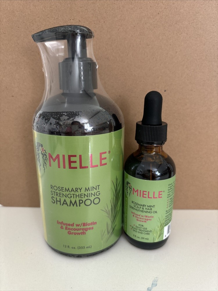 Mielle Organics Rosemary Mint Strengthening Hair Oil and Shampoo.