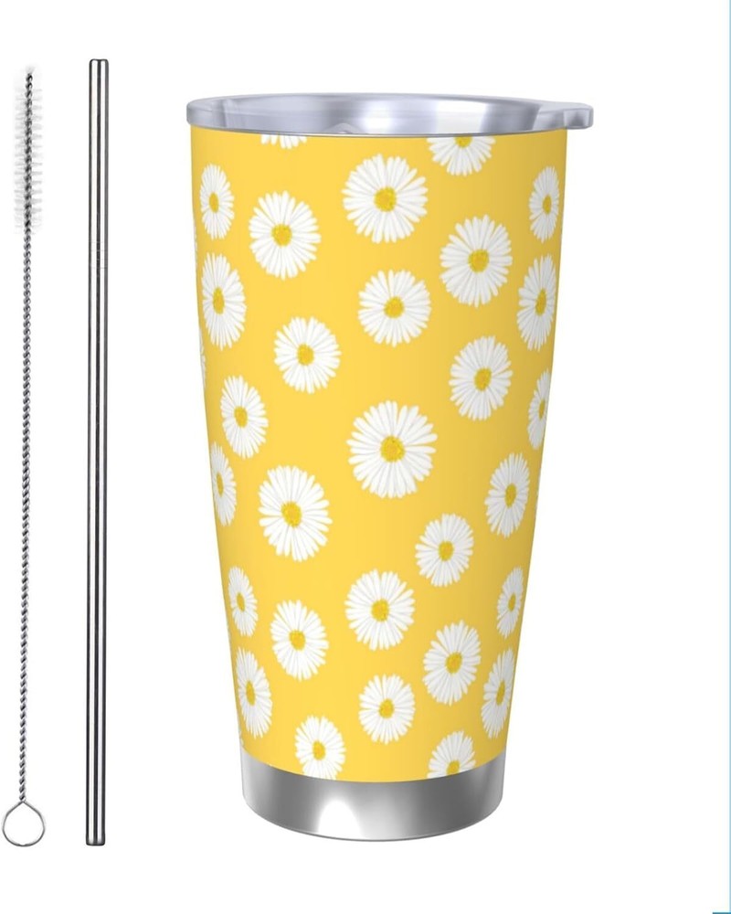 Daisy Flowers Tumbler 20oz Floral Stainless Steel Vacuum Insulated Tumblers with