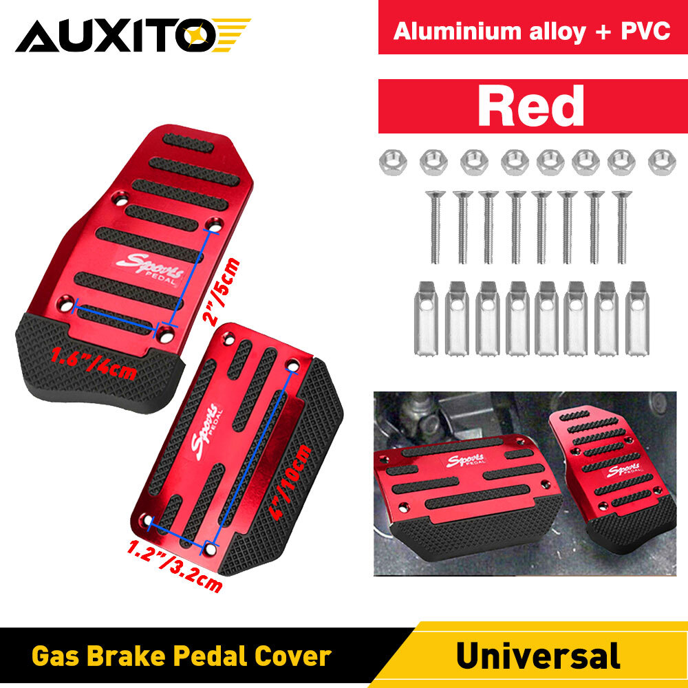 Universal Manual Gas Brake Foot Pedal Pad Cover Non-Slip Accessories Car Set Red